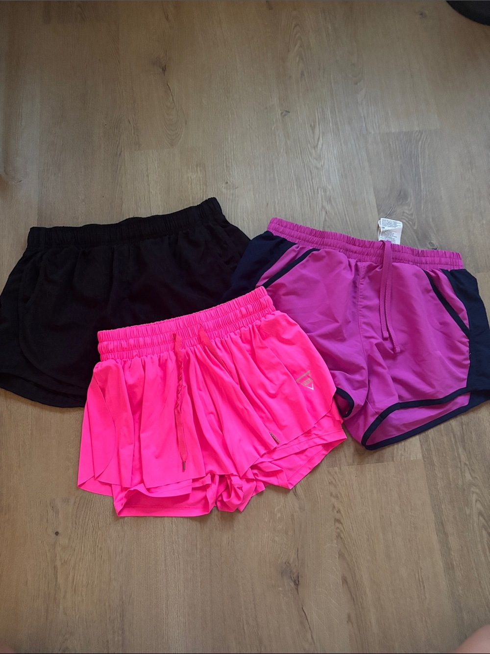 Women’s Active Shorts Trio – Black, Hot Pink, Magenta